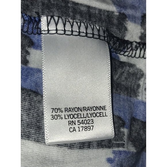 Banana Republic Blue Black White Ruffled Rayon Lyocell Knit Tank Sz XS - Picture 7 of 8